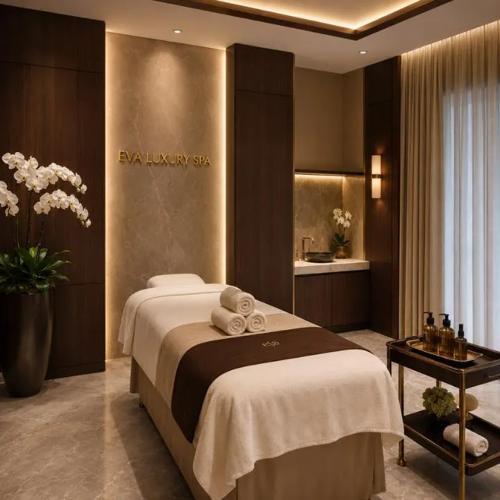 Private massage room with shower
